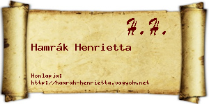 Hamrák Henrietta névjegykártya