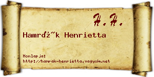 Hamrák Henrietta névjegykártya